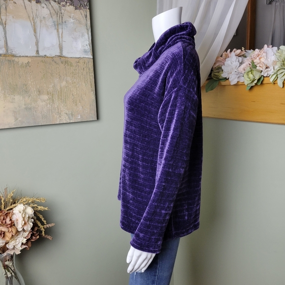 J.Jill Purple Chenille Cowl Sweater - Picture 3 of 11